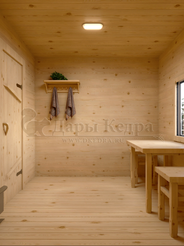 Каркасно-щитовая баня из кедра «Оптима» с верандой