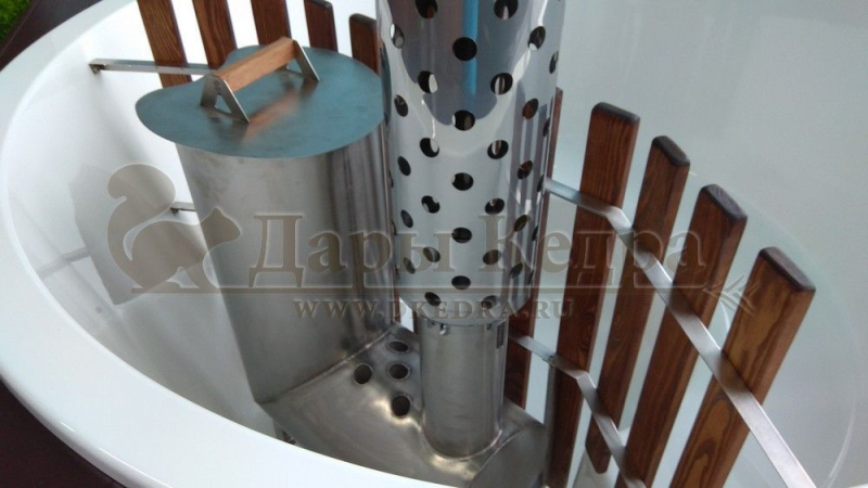 Финская круглая композитная купель с подогревом (с печкой)  «Премиум 220 40 квт»